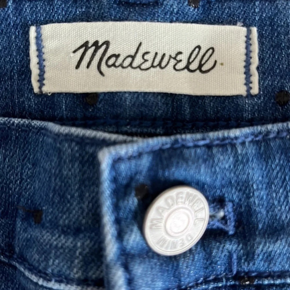 Madewell Slim Straight Embroidered Navy Dots Jeans - Size 29 - Picture 6 of 10